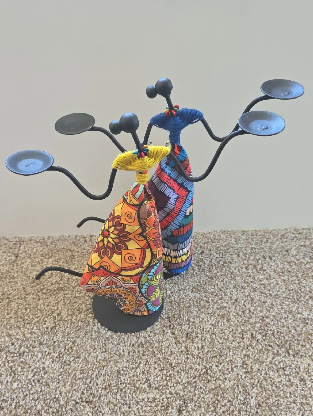 Metal Candle Holders - African Girl Stylish Tea Light Holders -  Set Of   2